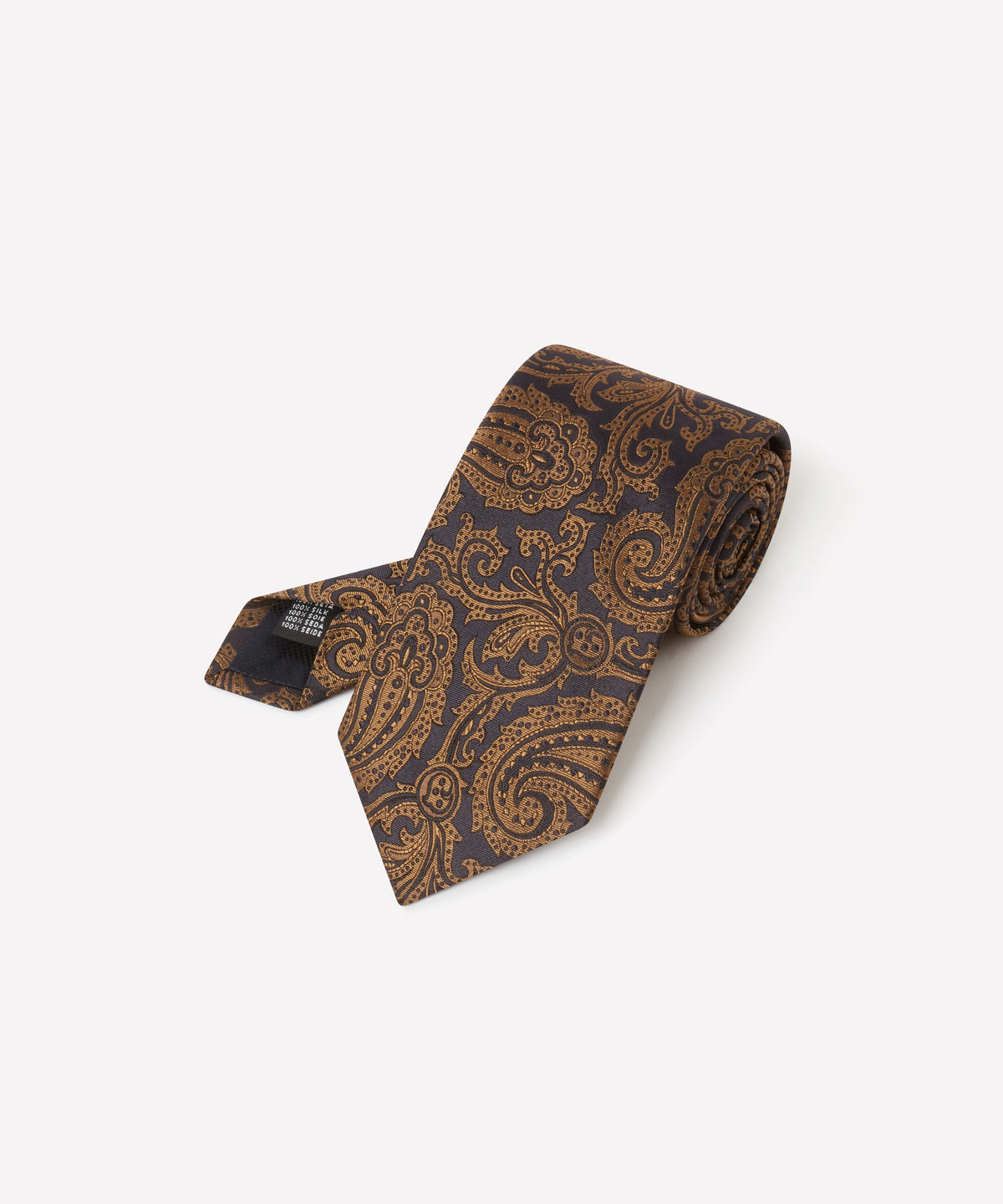 Deep Brown & Black Contrast Paisley Silk Tie
