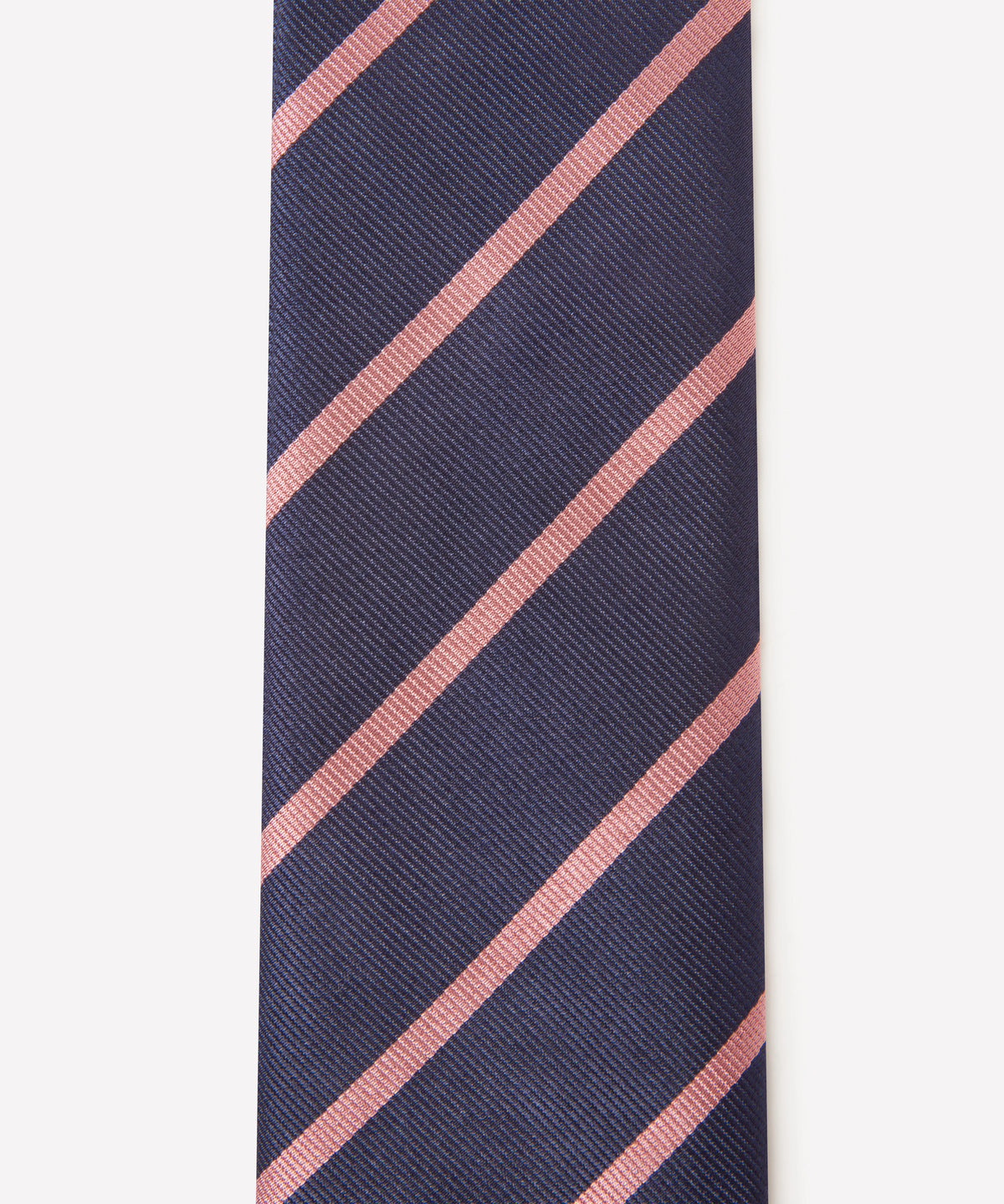 Navy & Pink Single Stripe Silk Woven Tie