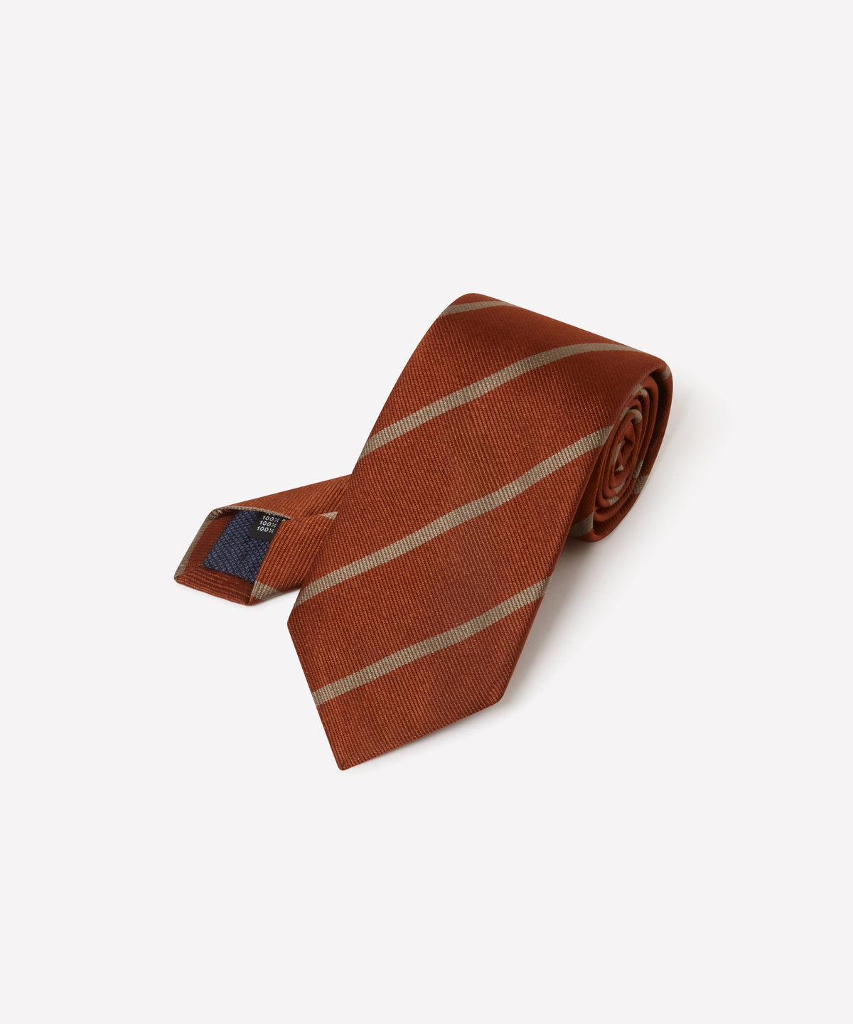 Deep Orange & Neutral Single Stripe Silk Woven Tie