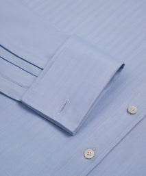 Pale Blue Tailored Fit Double Cuff Twill Herringbone Formal Shirt