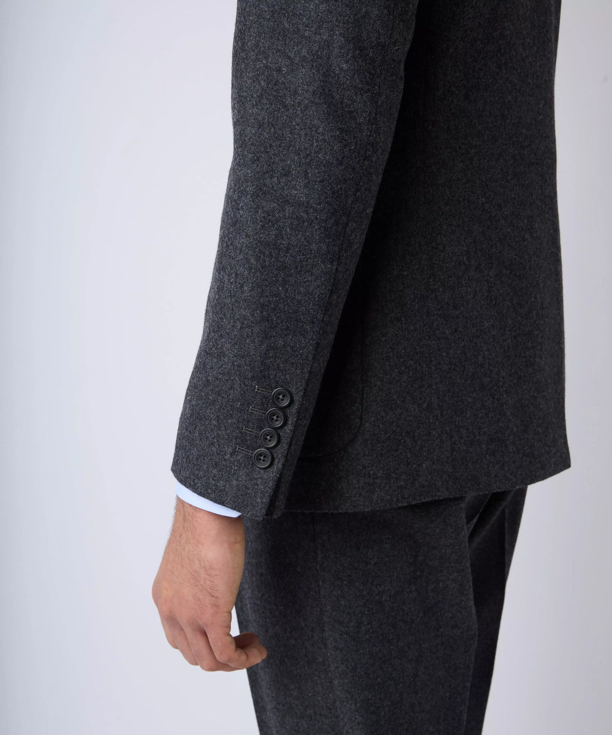 Charcoal Grey Tailored Fit Melange Merino Wool Jacket