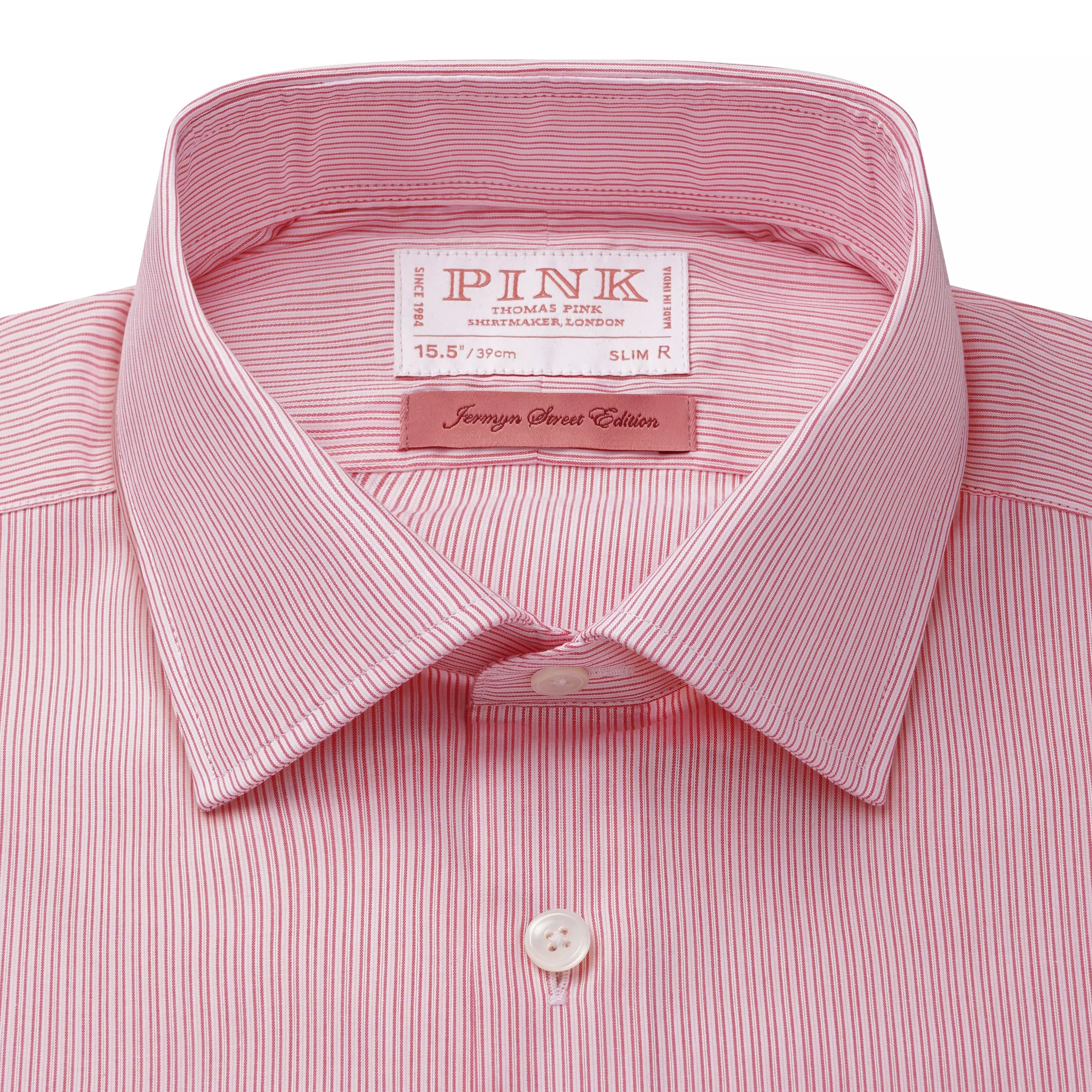 Pink & White Slim Fit Poplin Needle Stripe Formal Shirt