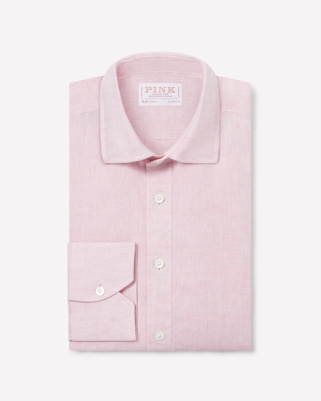 Pale Pink Classic Fit Essential Linen Formal Shirt
