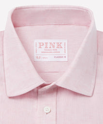 Pale Pink Classic Fit Essential Linen Formal Shirt