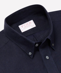 Navy Classic Fit Essential Linen Button Down Smart Casual Shirt