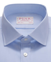 Pale Blue & White Slim Fit Double Cuff Puppytooth Formal Shirt